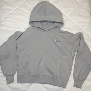 Bearded Goat Cropped Hoodie Sweatshirt Womens Small Grey Heavyweight EUC Comfy